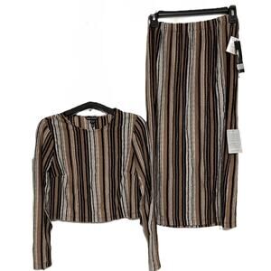 NWT Maggy London 2-Piece Pull On Midi-Length Pencil Skirt Crop Blouse Set Sz 4